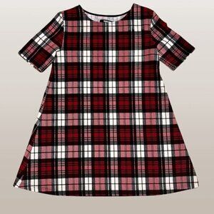 Harlow Boathouse Red Black White Plaid Short Sleeve A Line Mini Dress